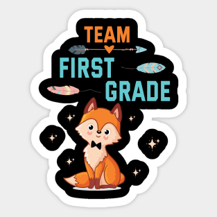 Fox Student Teacher Happy Back School Day Team First Grade Sticker